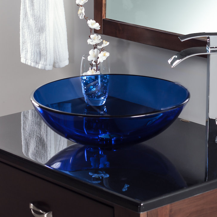 Novatto Blu Glass Circular Vessel Bathroom Sink Wayfair